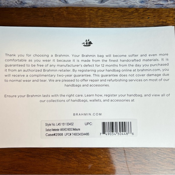 NWOT Brahmin Duxbury Weekender In Washed Indigo - Picture 12 of 13